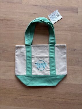 Trader Joe’s mini Canvas Tote Bag in Mint and Natural